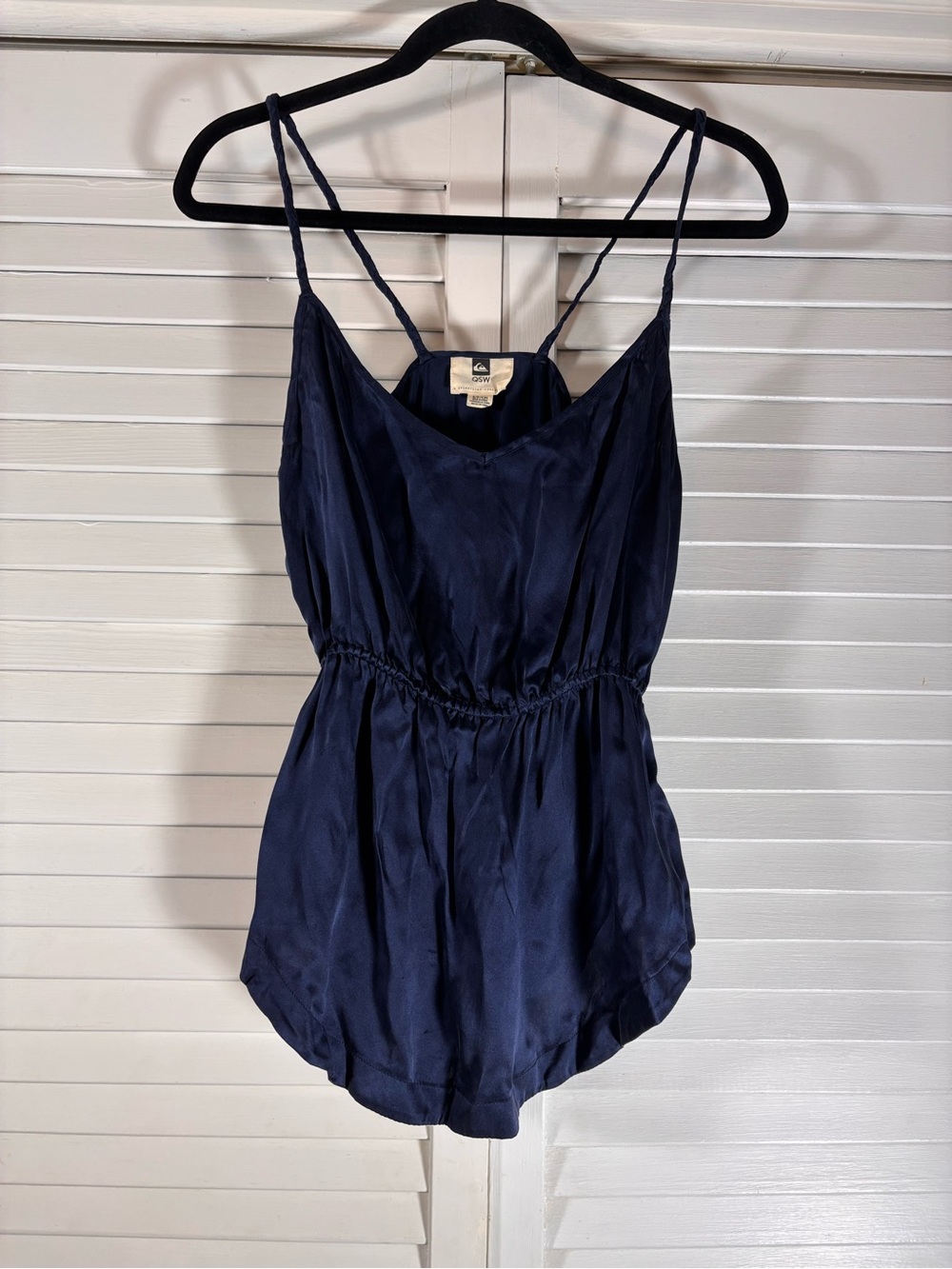 Quiksilver QSW Silk Blouson Cami Top Small Navy Braided Straps